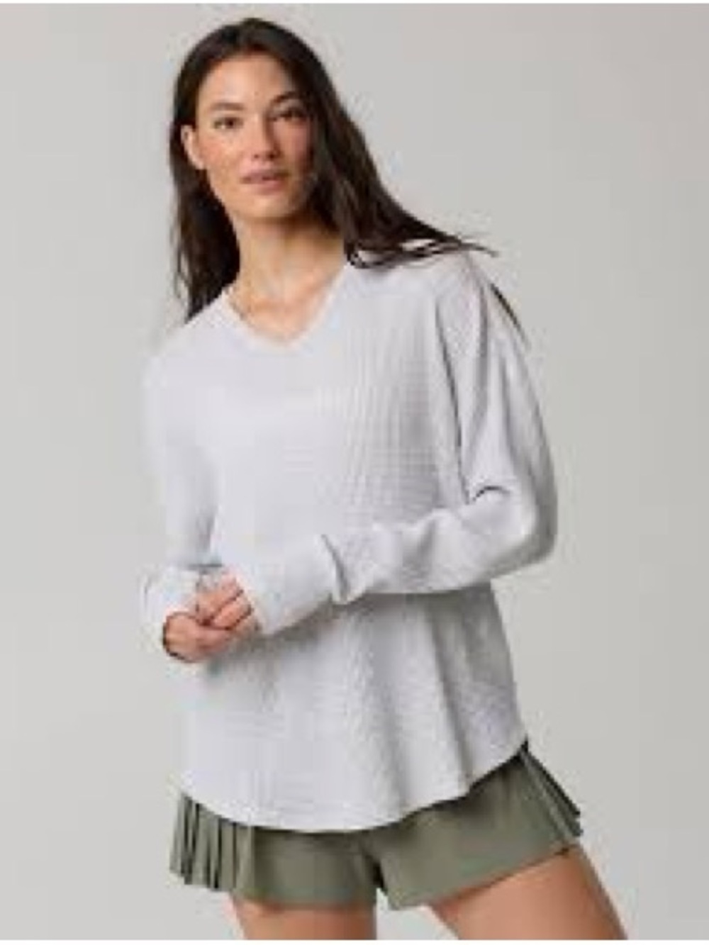 aerie waffle V-neck long sleeve top